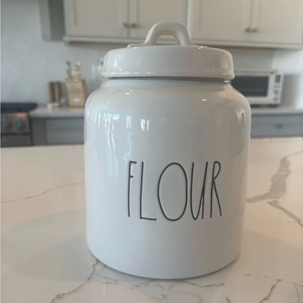 🌿 Rea Dunn Cream Ceramic Flour Canister - Picture 1 of 5
